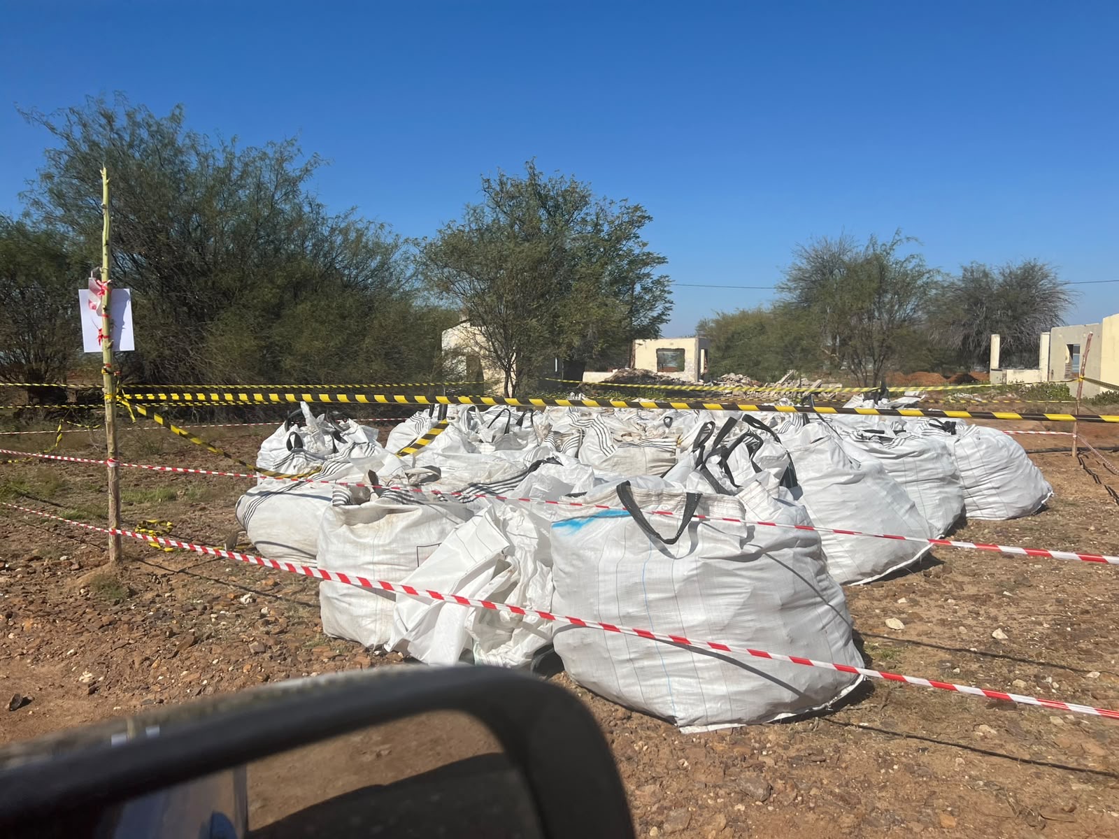 Contained asbestos waste bags